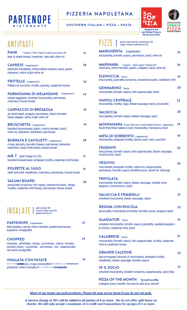 Dallas Dinner Menu pg1